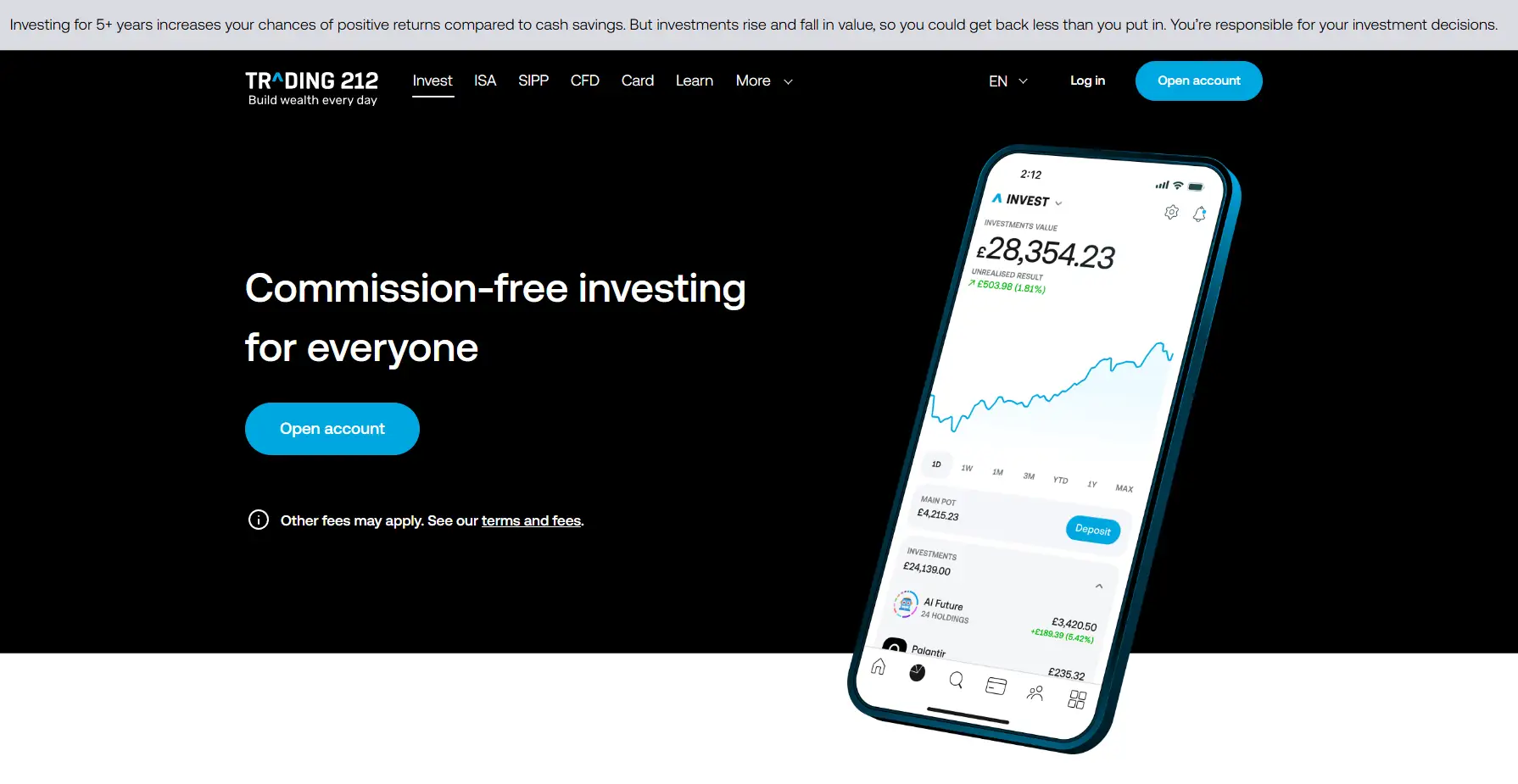 Trading 212 Web platforma